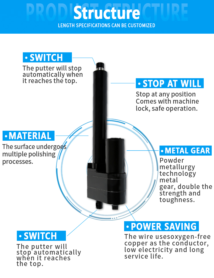 High efficiency remote control electric linear actuator 10000N load capacity customized stroke