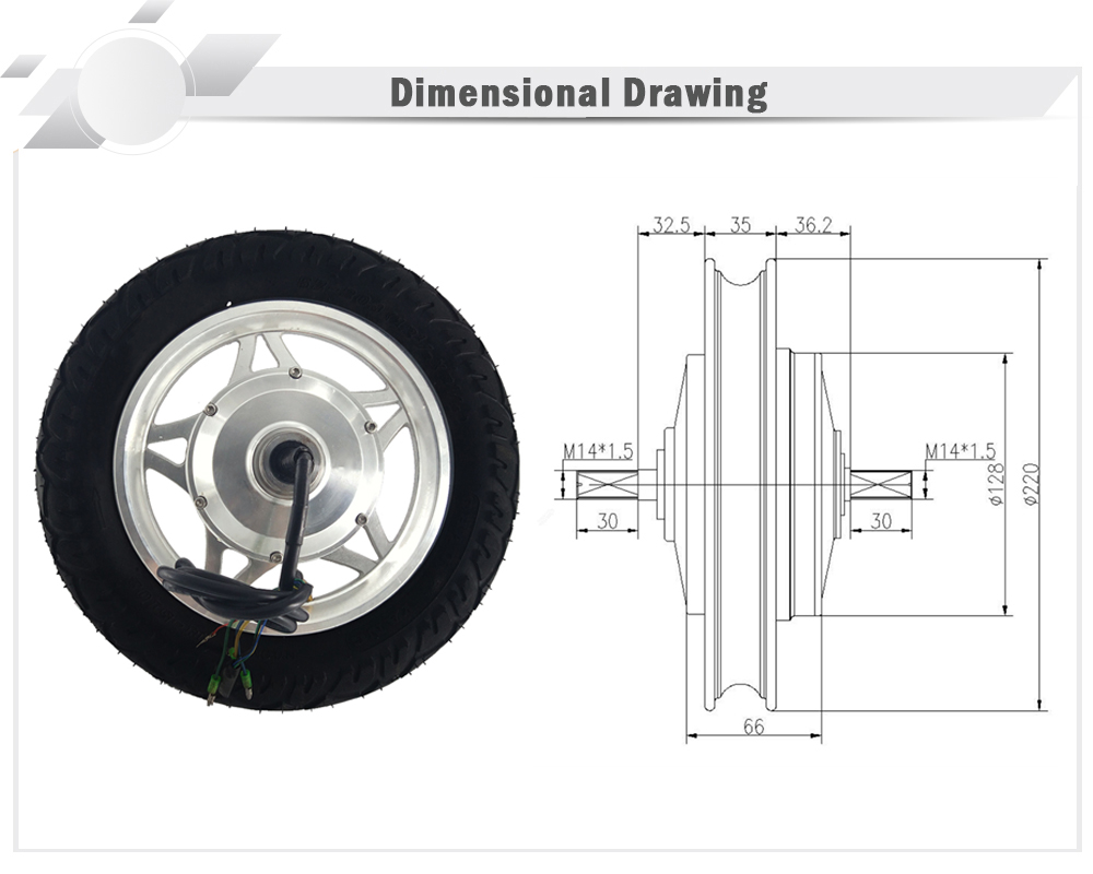 12inch High Torque Hub Motor 24V 36V 48V 250W 350W Double Shaft Motor for bicycle