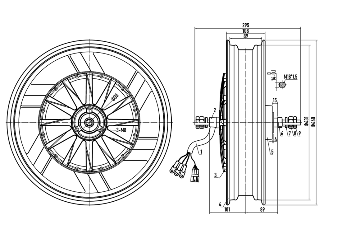 17 inch QS High Power 5000w 8000w Fast Speed 120kmh hub motor for Electric Motorcycle